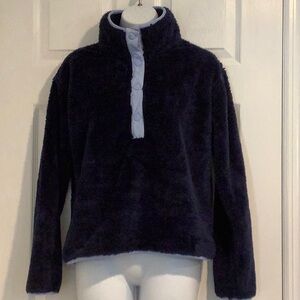 VINEYARD VINES NWOT Women’s Furry Fleece 1/4 Snap Navy Blue Gorpcore Pullover S